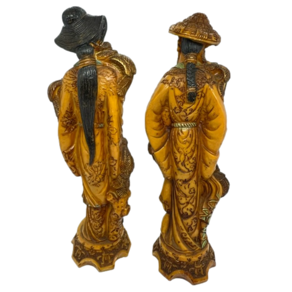 Vintage Artmark 1960 Faux Bone Resin Asian Figures Made in Italy. - Picture 3 of 7